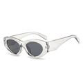 Chic oval sunglasses with transparent grey frame and dark grey polarized lenses - Transparent Grey Frame Grey Lens