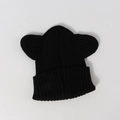 Cute black knit beanie for kids featuring bear ears and a classic ribbed texture design - Kids (48-54CM) / Black