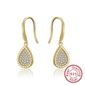 925 sterling silver drop earrings with gold plating and cubic zirconia pave setting - Water Drop Inlaid Hook / Gold Snake Water Drop (SE246-14K)