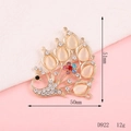 Spilla a pavone colorata con pietra occhio di gatto e strass su base dorata, 51x50mm - D922 Pavone Occhio di Gatto