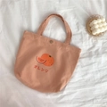 Tragetasche aus Segeltuch mit Orangenmuster in Pfirsichrosa mit Henkeln und Druckknopf - Rosa Orange