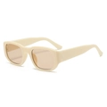 Retro square chunky sunglasses featuring a cream frame and light brown lenses - Beige Frame Champagne Lenses