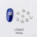 Détail de charmes à ongles en forme de fleur d'argent à cinq pétales avec strass - Style Fleur à Cinq Pétales de Pierre Transparente Argentée (6697)