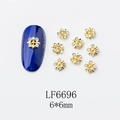 Breloques nail art fleurs dorées avec cristaux étincelants et dimensions de 6x6mm - Style Fleur à Cinq Pétales de Pierre Transparente Dorée (6696)