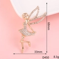Detail view of a gold fairy figurine showing precise 68mm by 33mm dimensions and weight - D450 Small Flying Fairy (Gold)