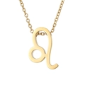 Macro shot of gold-plated stainless steel Leo zodiac pendant necklace detail - Leo - Gold