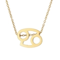 Macro shot of gold plated stainless steel Cancer zodiac pendant with a polished finish - Cancer - Gold