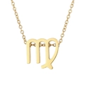 Macro detail of Virgo zodiac pendant in gold-plated stainless steel with mirror finish - Virgo - Gold