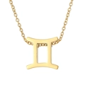 Minimalist gold-plated stainless steel necklace with Gemini zodiac sign pendant charm - Gemini - Gold