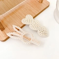 Elegant gold pearl hair clips with rabbit and heart shapes for girls and women - Ink 2-Piece Set