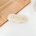 Elegant oval pearl hair clip featuring creamy white pearls on a minimalist metal base - Full Pearl Large Heart Clip