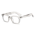 Transparent grey square full-frame fashion sunglasses with rivet accents and clear lenses - Clear Gray Frame Clear Lens