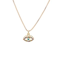 Goldene Evil Eye Halskette mit blauem Auge und bunten Edelsteinen im Wimpern-Design - Böser Blick Typ 2