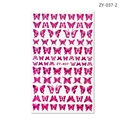 Self-adhesive nail art stickers featuring holographic pink butterflies, model ZY-037 - ZY-037 Rose Red