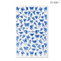 Blue metallic butterfly nail art stickers with star motifs and ZY-038 design - ZY-038 Blue