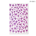 Pink and purple glitter butterfly nail art stickers with star patterns, model ZY-038 - ZY-038 Purple