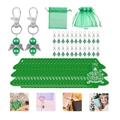 24-delige kerstengel sleutelhanger set in groen met organza zakjes en labels - 24-Delige Set (Groen) / Groen