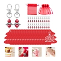 DIY kerstengel sleutelhanger set met rode parels en geschenkzakjes voor kerst - 24-Delige Set (Rood) / Rood