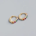 Orecchini a cerchio minimalisti in argento S925 con zirconi arcobaleno e finitura oro - Argento 925 / Oro (Zirconia Arcobaleno)