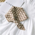 Knitted checkerboard scarf in beige and brown, stylish neck gaiter for women - Knitted Socket Plaid Camel