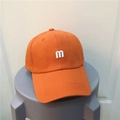 Casquette de baseball en coton orange avec lettre m brodée et visière courbée - Orange (Lettre M)
