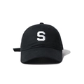Casquette de baseball en coton noir avec lettre S brodée blanche et sangle réglable - Noir (Lettre S)