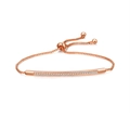 Elegantes rotgoldenes Bolo-Armband mit einer gebogenen Reihe Zirkonia auf einer Box-Kette - Roségold