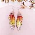 Elegant S925 silver butterfly wing earrings in orange gradient with colorful crystals - Orange Rhinestone-Rose Gold