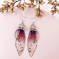 S925 silver butterfly earrings featuring gradient purple resin wings and foil details - Purple-Silver Foil