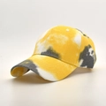Fashionable yellow, black and white tie-dye cotton baseball cap with curved brim - Yellow White Tie-Dye