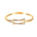 Minimalist gold open cuff bracelet with sparkling pavé crystal rectangular decoration - KC Gold Geometric Square Zircon Style (#0271)