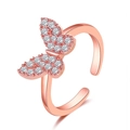 Anello a farfalla regolabile in oro rosa con scintillanti pietre di zircone bianco - Oro rosa