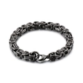 Bracciale da uomo in acciaio inossidabile a maglia bizantina in argento antico - Catena Bizantina Intrecciata con Chiusura a Moschettone(KB116438-KFC)
