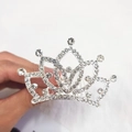 Handheld silver crystal tiara hair comb with sparkling rhinestones for girls - Butterfly Hair Comb