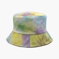Trama dettagliata del cappello bucket in velluto a coste tie-dye giallo, viola, blu e verde - M (56-58cm) / Giallo Tie-Dye