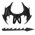Große schwarze Drachenflügel und Schwanz Set mit Gummibändern für Halloween Cosplay - Schwarze Schaumstoffflügel + Schwanz Für Erwachsene