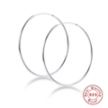Classic minimalist high-polished S925 sterling silver hoop earrings for women - White Gold