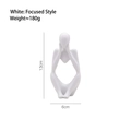 Moderna scultura bianca del pensatore, statuetta astratta in resina da 13 cm per interni - Mini Bianco: Stile Concentrato