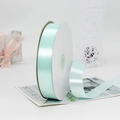 Single roll of mint green polyester satin ribbon for elegant gift box packaging - 91m / Light Tiffany Blue