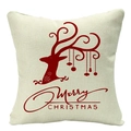 Linen Christmas pillowcase with red antlers and Merry Christmas text on beige base - 45cmx45cm / Linen / Beige Reindeer
