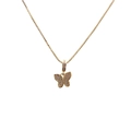Elegante goldene Schmetterlingskette mit klaren Strasssteinen auf weißem Hintergrund - Schmetterling Stil 3 / Gold