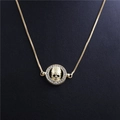 Golden necklace with micro-paved skull pendant and adjustable slider chain for women - Skull Style 2 Gold