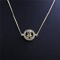 Gold skull pendant necklace with sparkling rhinestones and box chain for men's fashion - Skull Style 3 Gold