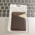 Brown and beige PU leather stick-on phone card holder with Saffiano texture - Saffiano Coffee