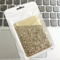 Adhesive gold glitter phone card holder with double slot in clear retail packaging - Coarse Glitter Gold B