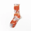 Crew sock featuring a vibrant orange and grey tie-dye pattern on soft cotton blend fabric - One Size / 139 Orange Grey Tie Dye