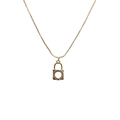 Goldfarbene Box-Kette mit einem mit Zirkonia besetzten offenen Kreis-Vorhängeschloss - Lock 3-Rundes Hohles Schloss