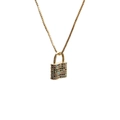 Gold plated padlock pendant necklace featuring multi-colored micro-pave cubic zirconia stones - Lock 7-Colorful Gemstone Lock