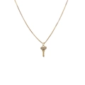 Modische goldene Schlüssel-Halskette mit Zirkonia-Pavee an einer klassischen Box-Kette - Vollständig besetzter Schlüssel