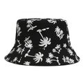 Zwarte vissershoed met witte palmboom- en flamingo-prints voor zonbescherming - Eén maat / Zwart